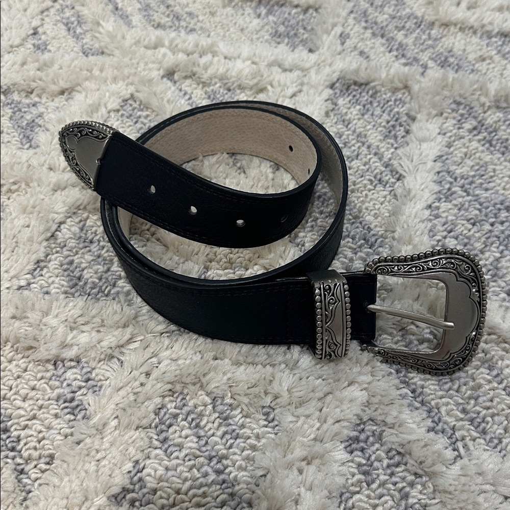 NWOT Vince Camuto Black Belt with Silver Buckle